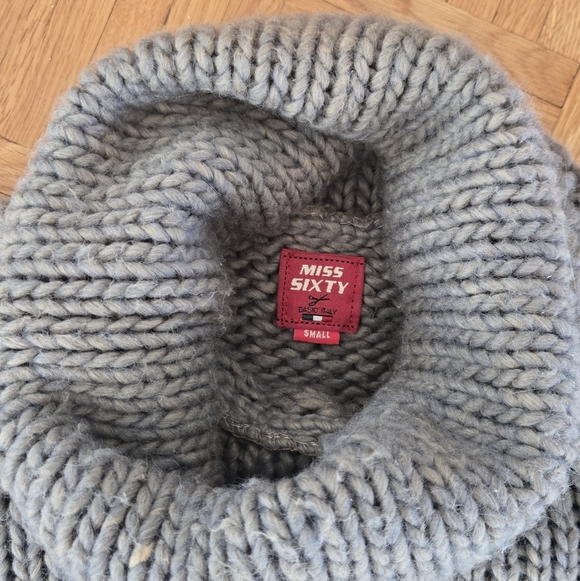 Miss Sixty Wool Alpaca Knit Turtleneck Sweater Taupe Grey Small - Picture 5 of 15